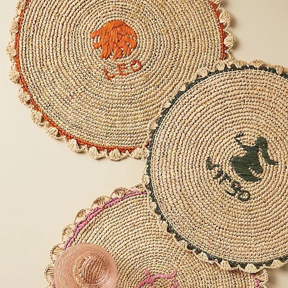 Anthropologie Handcrafted Zodiac Woven Placemats Choose